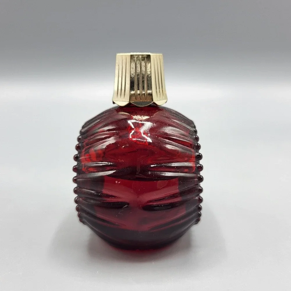 Vintage EMPTY Avon Charisma Cologne 1 fl oz Ribbed Ruby Red Glass Bottle Small